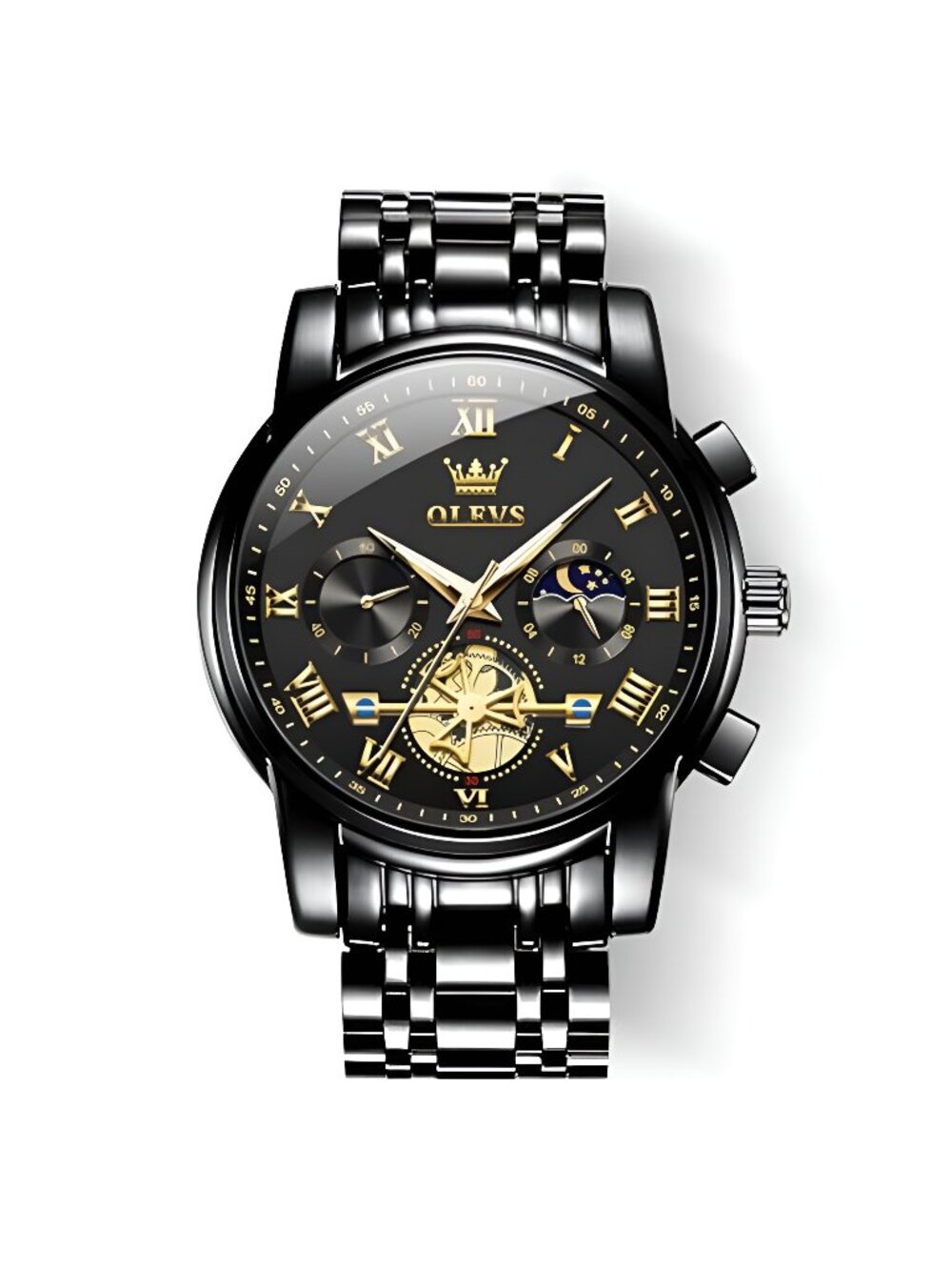 Luxury Waterproof Big Face Stainless Steel Multifunction Mens Watches - F2